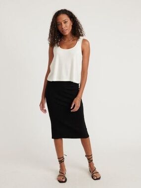 marine layer lexi rib midi skirt black size small